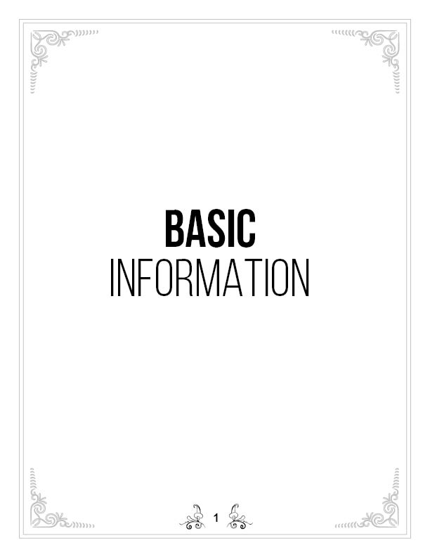 Section divider page reading Basic Information