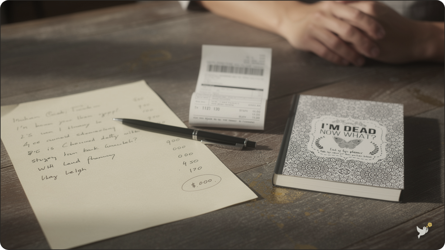 Writing down a funeral budget and where the money will come from