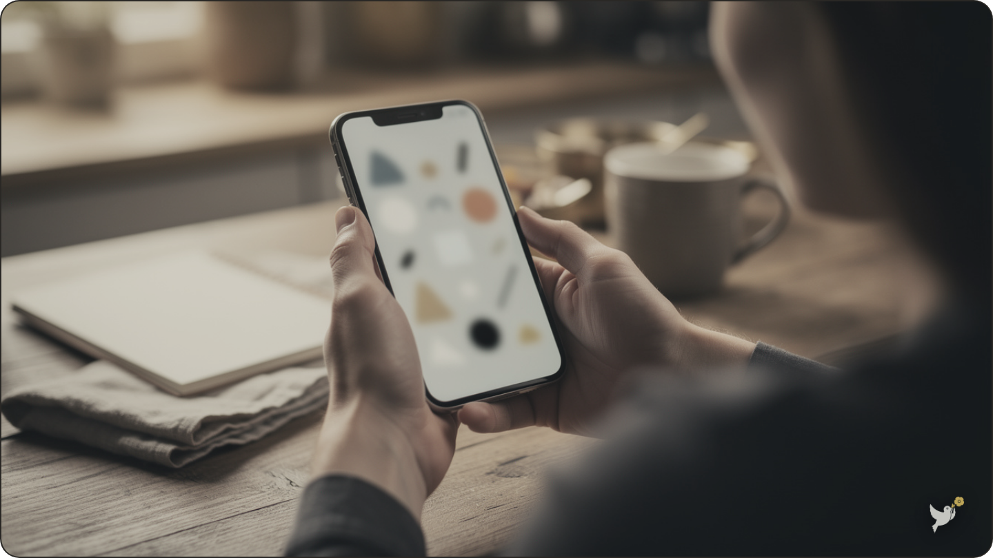 Hands using a smartphone app to manage secure passwords at home — estate planning